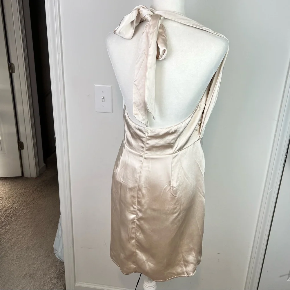 Selfie Leslie dress womens large Halter Draping Champagne Color Romantic - Picture 9 of 10